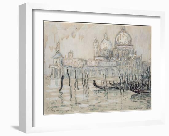 Venice Or, the Gondolas, 1908 (Black Chalk and W/C on Paper)-Paul Signac-Framed Giclee Print