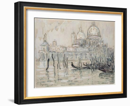 Venice Or, the Gondolas, 1908 (Black Chalk and W/C on Paper)-Paul Signac-Framed Giclee Print