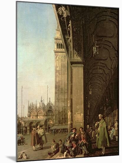 Venice: Piazza Di San Marco and the Colonnade of the Procuratie Nuove, c.1756-Canaletto-Mounted Giclee Print