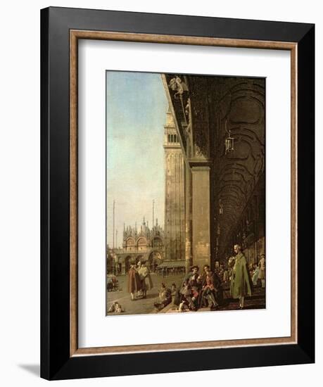 Venice: Piazza Di San Marco and the Colonnade of the Procuratie Nuove, c.1756-Canaletto-Framed Giclee Print