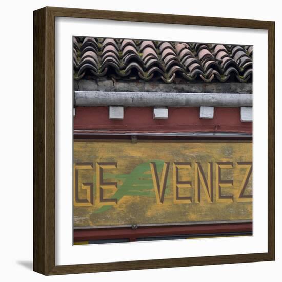 Venice Sign Language. Architectural Detail of Pantiled Roof-Mike Burton-Framed Photographic Print