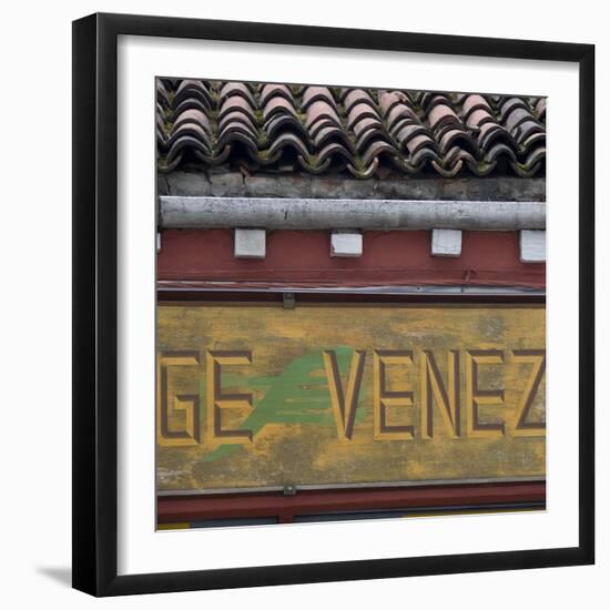 Venice Sign Language. Architectural Detail of Pantiled Roof-Mike Burton-Framed Photographic Print