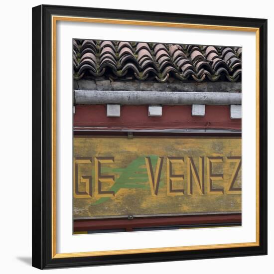 Venice Sign Language. Architectural Detail of Pantiled Roof-Mike Burton-Framed Photographic Print