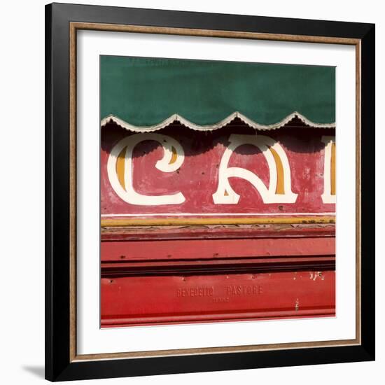 Venice Sign Language, Detail of Green Awning Outside Cafe-Mike Burton-Framed Photographic Print