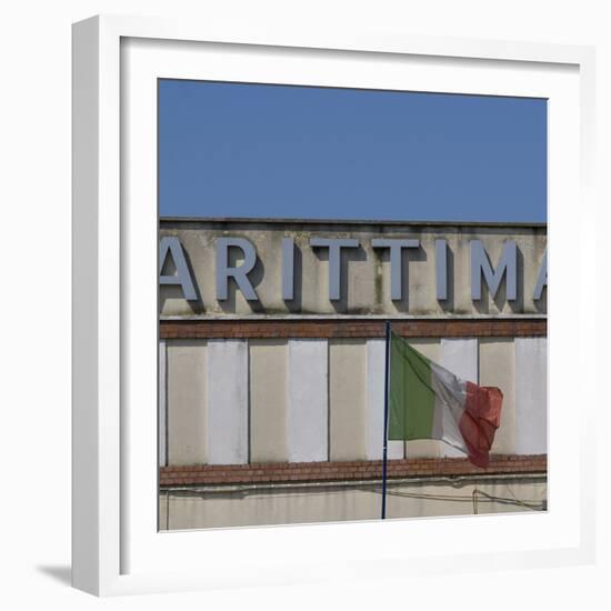 Venice Sign Language with Italian Flag-Mike Burton-Framed Photographic Print