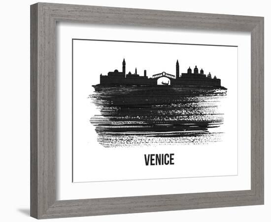 Venice Skyline Brush Stroke - Black II-NaxArt-Framed Art Print