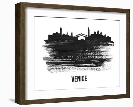 Venice Skyline Brush Stroke - Black II-NaxArt-Framed Art Print