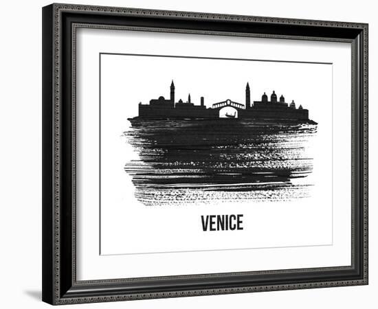 Venice Skyline Brush Stroke - Black II-NaxArt-Framed Art Print