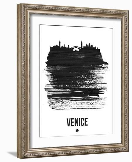 Venice Skyline Brush Stroke - Black-NaxArt-Framed Art Print