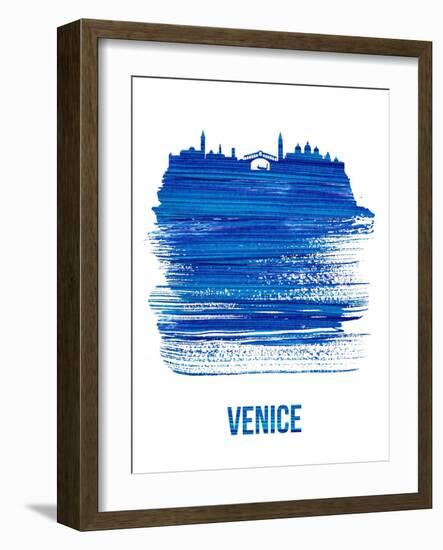 Venice Skyline Brush Stroke - Blue-NaxArt-Framed Art Print