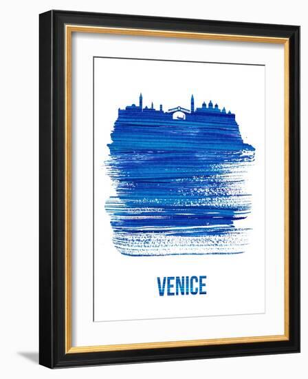 Venice Skyline Brush Stroke - Blue-NaxArt-Framed Art Print