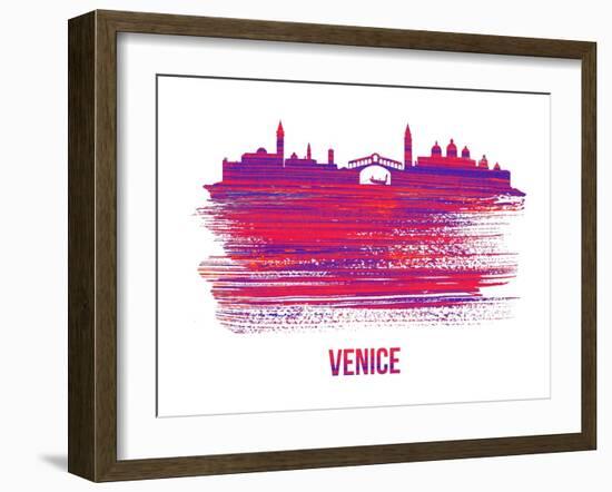 Venice Skyline Brush Stroke - Red-NaxArt-Framed Art Print