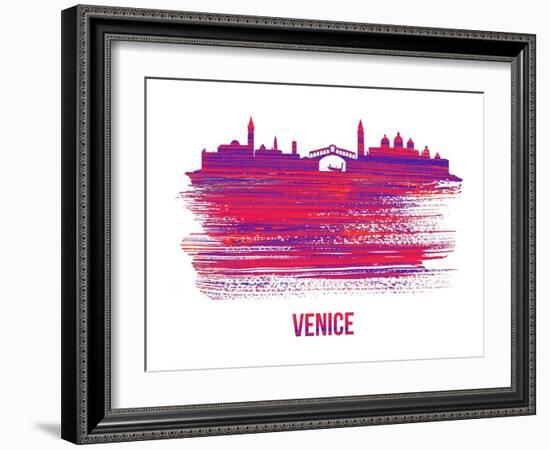 Venice Skyline Brush Stroke - Red-NaxArt-Framed Art Print