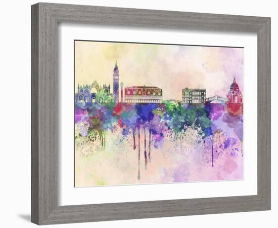 Venice Skyline in Watercolor Background-paulrommer-Framed Art Print