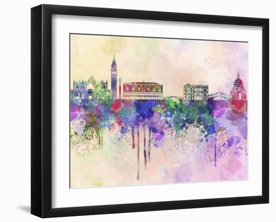 Venice Skyline in Watercolor Background-paulrommer-Framed Art Print