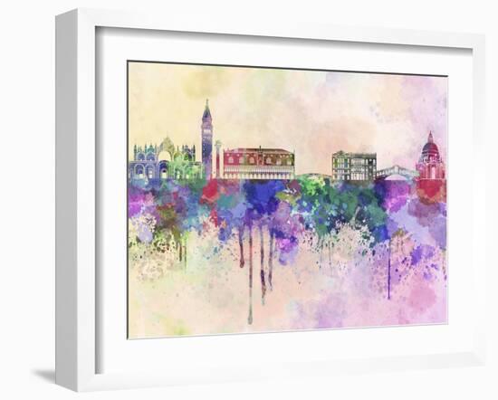 Venice Skyline in Watercolor Background-paulrommer-Framed Art Print