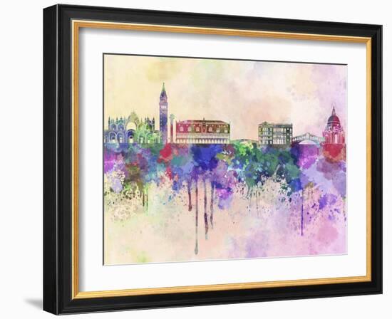 Venice Skyline in Watercolor Background-paulrommer-Framed Art Print