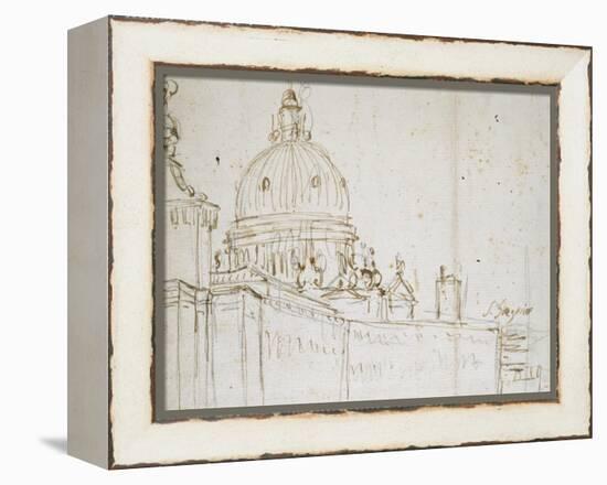 Venice: the Dogana Di Mare and S. Maria Della Salute (Pen and Brown Ink over Black Chalk)-Canaletto-Framed Premier Image Canvas