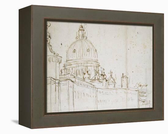 Venice: the Dogana Di Mare and S. Maria Della Salute (Pen and Brown Ink over Black Chalk)-Canaletto-Framed Premier Image Canvas