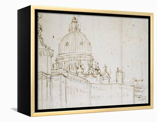 Venice: the Dogana Di Mare and S. Maria Della Salute (Pen and Brown Ink over Black Chalk)-Canaletto-Framed Premier Image Canvas