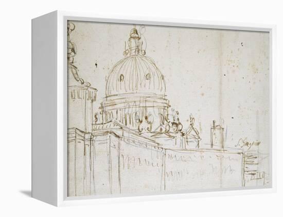 Venice: the Dogana Di Mare and S. Maria Della Salute (Pen and Brown Ink over Black Chalk)-Canaletto-Framed Premier Image Canvas