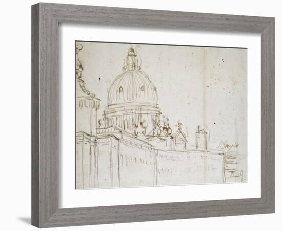 Venice: the Dogana Di Mare and S. Maria Della Salute (Pen and Brown Ink over Black Chalk)-Canaletto-Framed Giclee Print