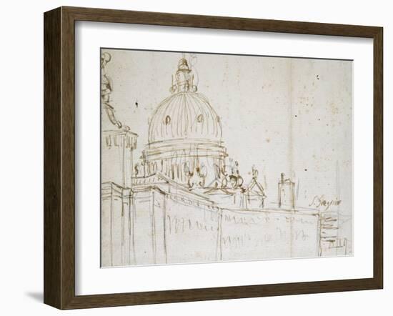 Venice: the Dogana Di Mare and S. Maria Della Salute (Pen and Brown Ink over Black Chalk)-Canaletto-Framed Giclee Print