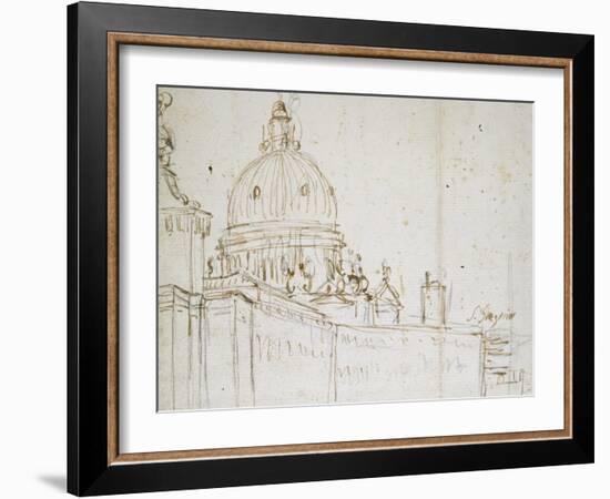 Venice: the Dogana Di Mare and S. Maria Della Salute (Pen and Brown Ink over Black Chalk)-Canaletto-Framed Giclee Print