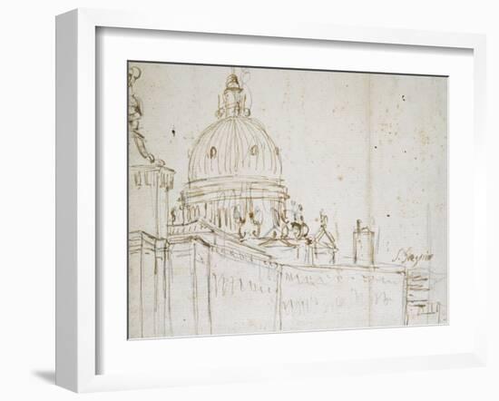 Venice: the Dogana Di Mare and S. Maria Della Salute (Pen and Brown Ink over Black Chalk)-Canaletto-Framed Giclee Print