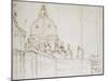 Venice: the Dogana Di Mare and S. Maria Della Salute (Pen and Brown Ink over Black Chalk)-Canaletto-Mounted Giclee Print