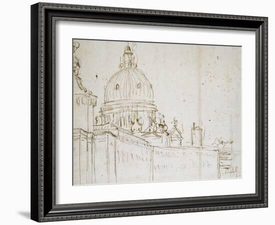 Venice: the Dogana Di Mare and S. Maria Della Salute (Pen and Brown Ink over Black Chalk)-Canaletto-Framed Giclee Print