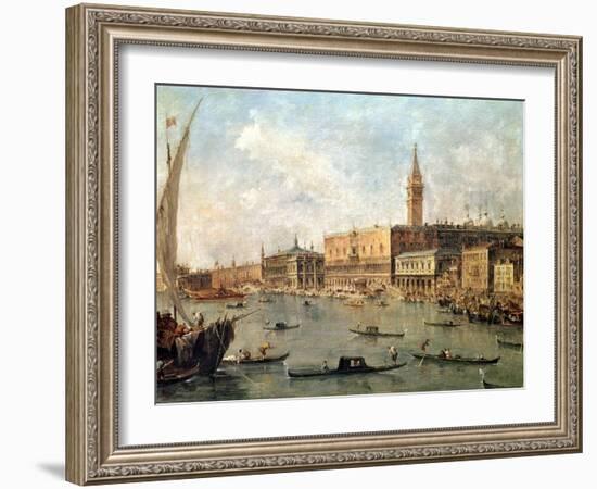 Venice: the Doge's Palace and the Molo from the Basin of San Marco, circa 1770-Francesco Guardi-Framed Giclee Print