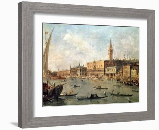 Venice: the Doge's Palace and the Molo from the Basin of San Marco, circa 1770-Francesco Guardi-Framed Giclee Print