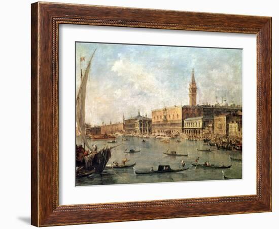 Venice: the Doge's Palace and the Molo from the Basin of San Marco, circa 1770-Francesco Guardi-Framed Giclee Print