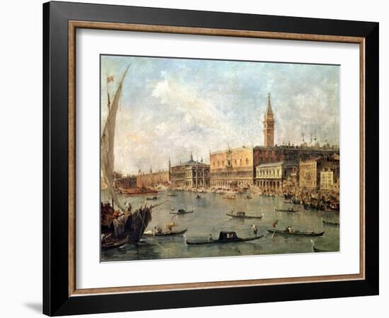 Venice: the Doge's Palace and the Molo from the Basin of San Marco, circa 1770-Francesco Guardi-Framed Giclee Print