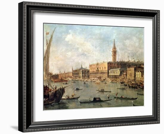 Venice: the Doge's Palace and the Molo from the Basin of San Marco, circa 1770-Francesco Guardi-Framed Giclee Print