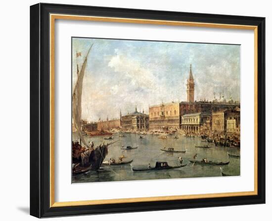 Venice: the Doge's Palace and the Molo from the Basin of San Marco, circa 1770-Francesco Guardi-Framed Giclee Print