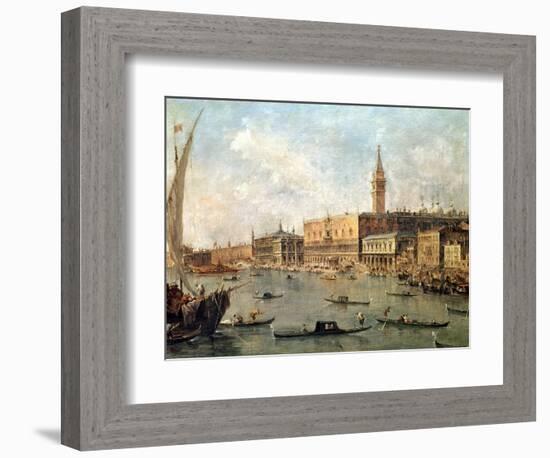 Venice: the Doge's Palace and the Molo from the Basin of San Marco, circa 1770-Francesco Guardi-Framed Giclee Print