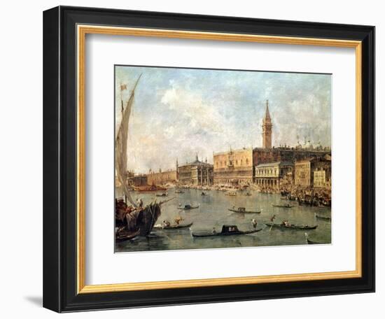 Venice: the Doge's Palace and the Molo from the Basin of San Marco, circa 1770-Francesco Guardi-Framed Giclee Print