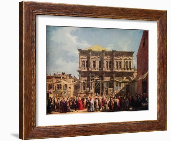 Venice: The Feast Day of Saint Roch, 1735, (1938)-Canaletto-Framed Giclee Print