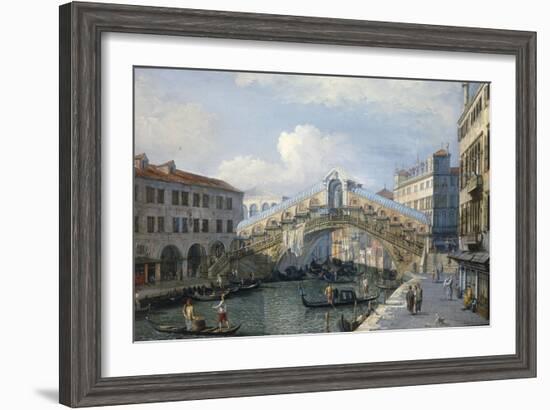 Venice, the Grand Canal, the Rialto Bridge from the South-Canaletto-Framed Giclee Print