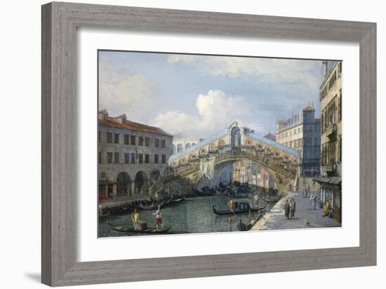 Venice, the Grand Canal, the Rialto Bridge from the South-Canaletto-Framed Giclee Print