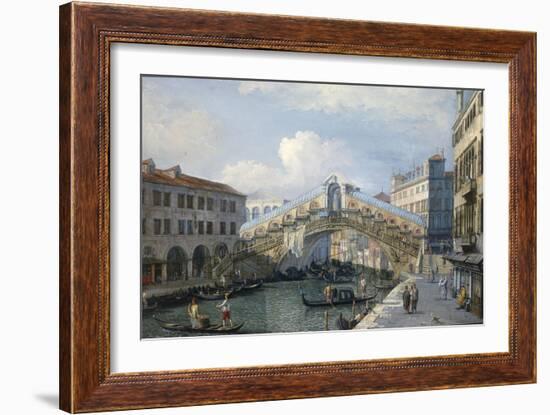 Venice, the Grand Canal, the Rialto Bridge from the South-Canaletto-Framed Giclee Print