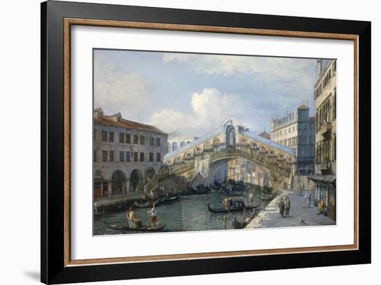 Venice, the Grand Canal, the Rialto Bridge from the South-Canaletto-Framed Giclee Print