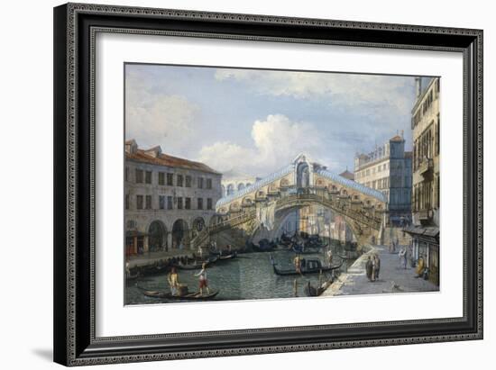 Venice, the Grand Canal, the Rialto Bridge from the South-Canaletto-Framed Giclee Print