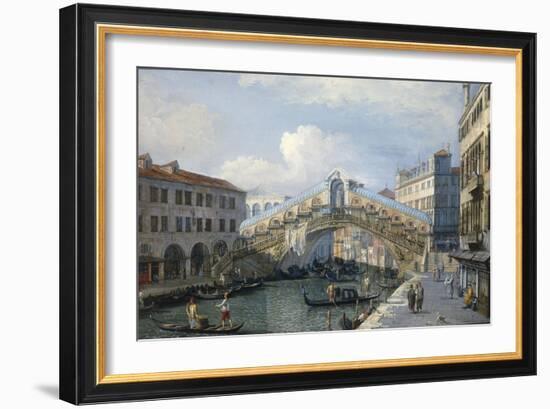 Venice, the Grand Canal, the Rialto Bridge from the South-Canaletto-Framed Giclee Print