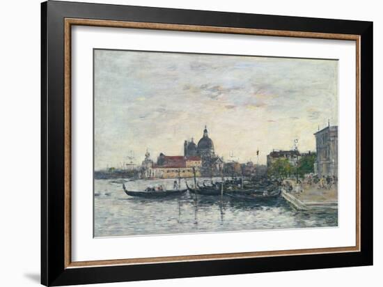 Venice, the Mole at the Entrance to the Grand Canal and the Salute, Evening, 1895-Eugene Louis Boudin-Framed Giclee Print