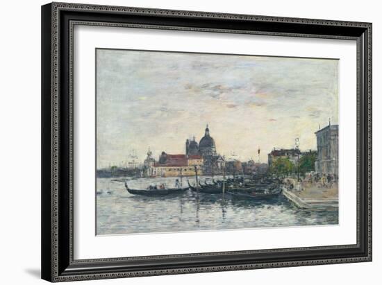 Venice, the Mole at the Entrance to the Grand Canal and the Salute, Evening, 1895-Eugene Louis Boudin-Framed Giclee Print