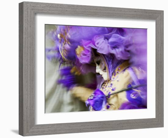 Venice, Veneto, Italy, a Mask in Movement on Piazza San Marco During Carnival-Ken Scicluna-Framed Photographic Print