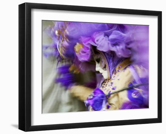 Venice, Veneto, Italy, a Mask in Movement on Piazza San Marco During Carnival-Ken Scicluna-Framed Photographic Print